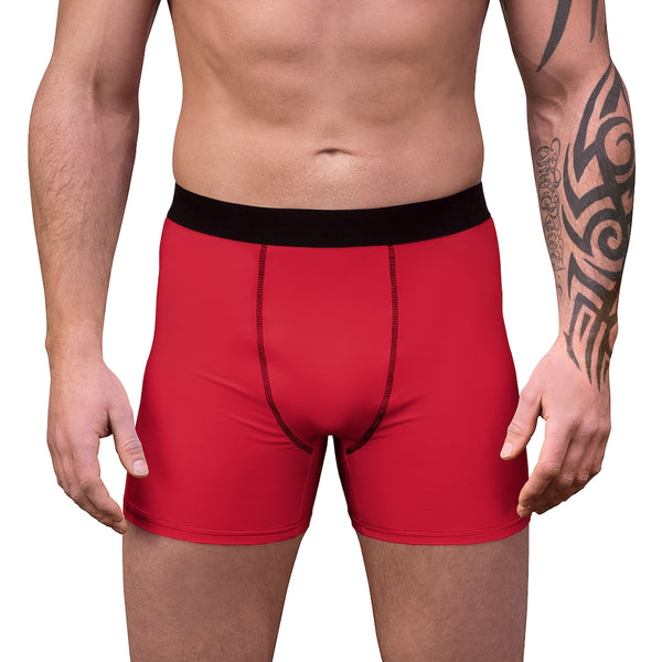 Berry Red Men's Boxer Briefs, Solid Color Basic Simple Sexy Underwear For Men-All Over Prints-Printify-Heidi Kimura Art LLC