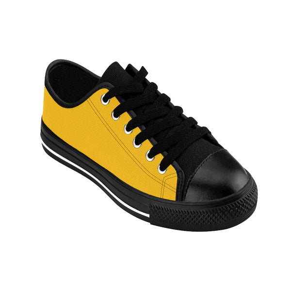 Yellow Color Women's Sneakers, Lightweight Yellow Solid Color Designer Low Top Women's Canvas Bright Best Quality Premium Fashion Casual Sneakers Tennis Running Athletic Shoes (US Size: 6-12)