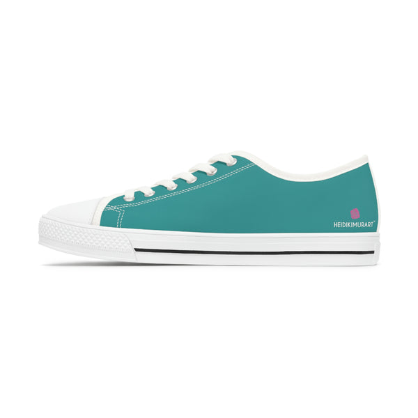 Teal Blue Color Ladies' Sneakers, Solid Color Best Designer Women's Low Top Sneakers