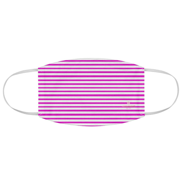 Pink Horizontally Striped Face Mask, Best Designer Horizontally Stripes Fashion Face Mask For Men/ Women, Designer Premium Quality Modern Polyester Fashion 7.25" x 4.63" Fabric Non-Medical Reusable Washable Chic One-Size Face Mask With 2 Layers For Adults With Elastic Loops-Made in USA