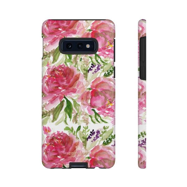 Pink Rose Floral Phone Case, Watercolor Flower Print Tough Designer Phone Case -Made in USA-Phone Case-Printify-Samsung Galaxy S10E-Matte-Heidi Kimura Art LLC