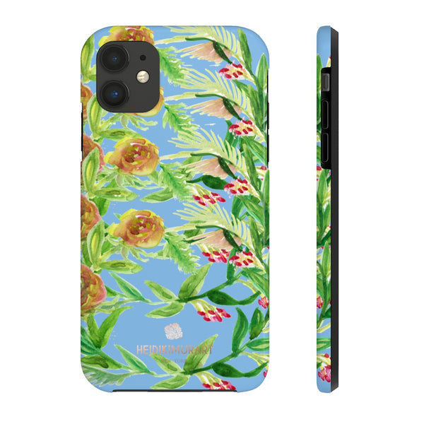 Blue Orange Floral Print Phone Case, Flower Case Mate Tough Phone Cases-Made in USA - Heidikimurart Limited 