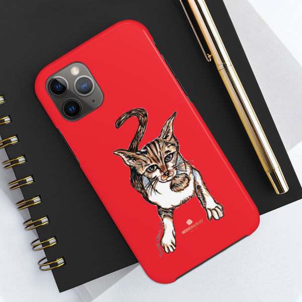 Red Cat Phone Case, Peanut Meow Cat Designer Case Mate Tough Phone Cases-Printed in USA - Heidikimurart Limited 