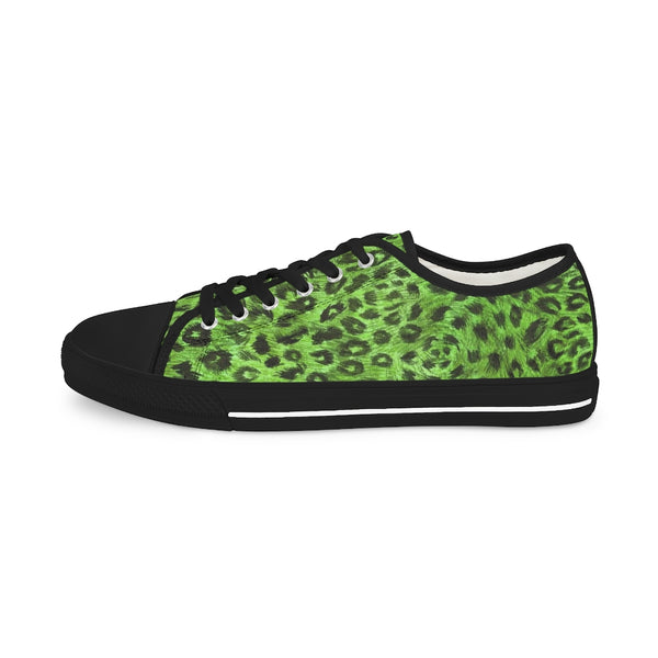 Green Leopard Men's Sneakers, Animal Print Best Breathable Designer Men's Low Top Canvas Fashion Sneakers With Durable Rubber Outsoles and Shock-Absorbing Layer and Memory Foam Insoles (US Size: 5-14)