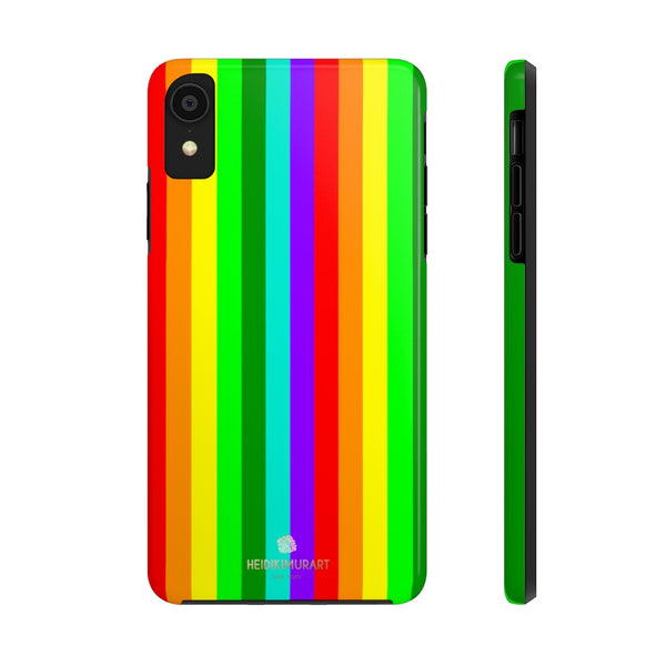 Rainbow Stripe Gay Pride iPhone Case, Case Mate Tough Samsung Galaxy Phone Cases-Phone Case-Printify-iPhone XR-Heidi Kimura Art LLC