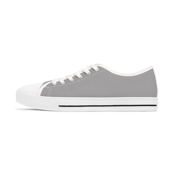 Ash Gray Color Ladies' Sneakers, Solid Grey Color Modern Minimalist Basic Essential Women's Low Top Sneakers Tennis Shoes, Canvas Fashion Sneakers With Durable Rubber Outsoles and Shock-Absorbing Layer and Memory Foam Insoles (US Size: 5.5-12)
