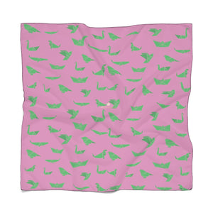 Pink Green Japanese Crane Poly Scarf, Cute Fashion Accessories For Men/Women- Made in USA-Accessories-Printify-Poly Voile-25 x 25 in-Heidi Kimura Art LLC Pink Japanese Poly Scarf, Cute Crane Birds Print Lightweight Delicate Sheer Poly Voile or Poly Chiffon 25"x25" or 50"x50" Luxury Designer Fashion Accessories- Made in USA, Fashion Sheer Soft Light Polyester Square Scarf