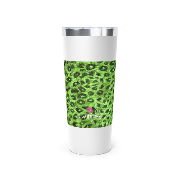 Green Leopard Print Tumbler, Copper Vacuum Insulated Tumbler, 22oz