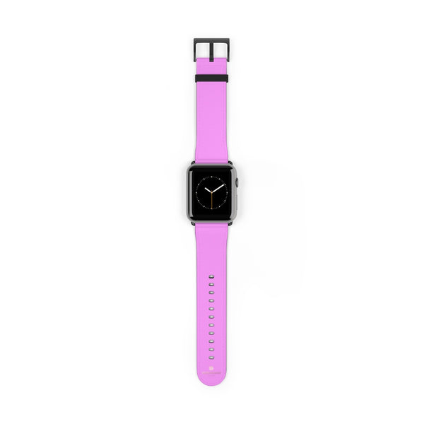 Pink Solid Color Print 38mm/42mm Watch Band Strap For Apple Watches- Made in USA-Watch Band-42 mm-Black Matte-Heidi Kimura Art LLC