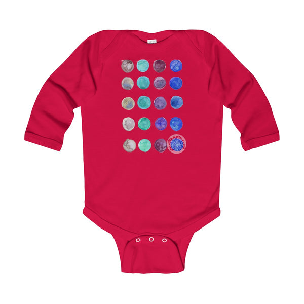 Polka Dots Infant Long Sleeve Bodysuit - Made in United Kingdom (UK Size: 6M-24M)-Kids clothes-Red-12M-Heidi Kimura Art LLC