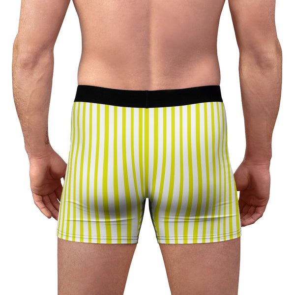 Yellow Striped Men's Boxer Briefs, Vertical Stripe Print Premium Quality Underwear For Men-All Over Prints-Printify-Heidi Kimura Art LLC