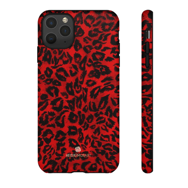 Red Leopard Print Phone Case, Animal Print Tough Designer Phone Case -Made in USA-Phone Case-Printify-iPhone 11 Pro Max-Matte-Heidi Kimura Art LLC