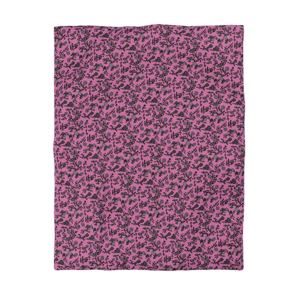 Pink Floral Microfiber Duvet Cover
