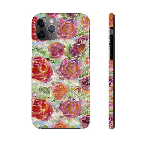 Blue Garden Rose Floral Print Phone Case, Flower Case Mate Tough Phone Cases-Made in USA - Heidikimurart Limited 