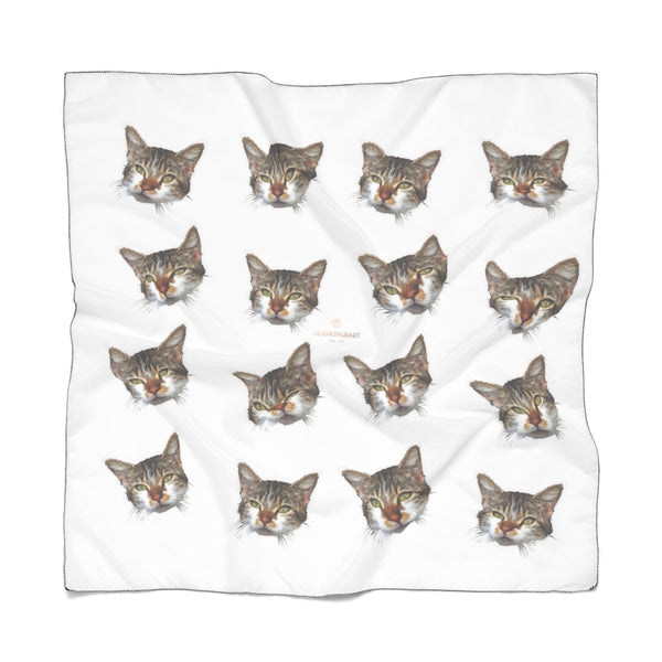 Cat Print Poly Scarf, Women's Fashion Accessories For Men/Women- Made in USA-Accessories-Printify-Poly Voile-25 x 25 in-Heidi Kimura Art LLC