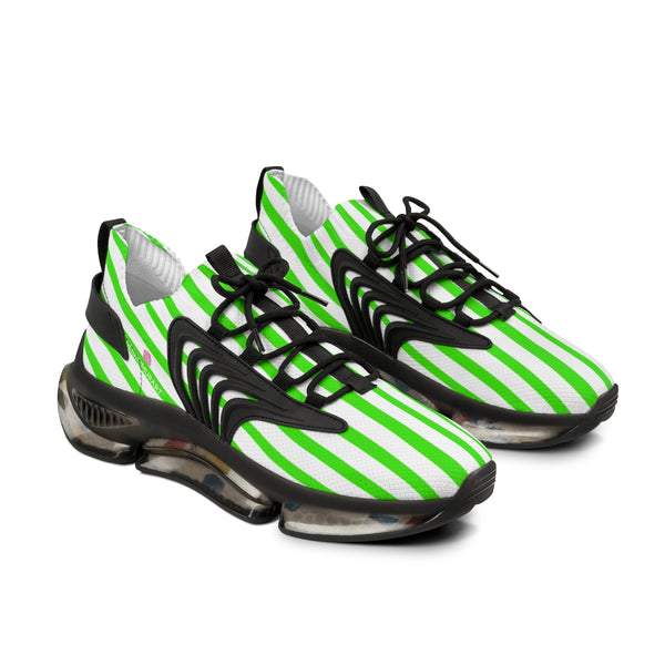 Green Striped Print Men's Shoes, Best Comfy Men's Mesh Sports Sneakers Shoes (US Size: 5-12)