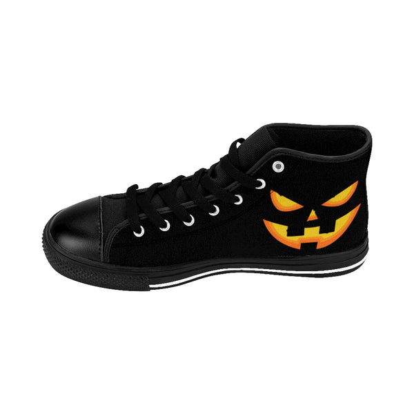 Men's Halloween Party Bats Orange Creepy Pumpkin Face Men's High-Top Sneakers-Men's High Top Sneakers-Heidi Kimura Art LLC