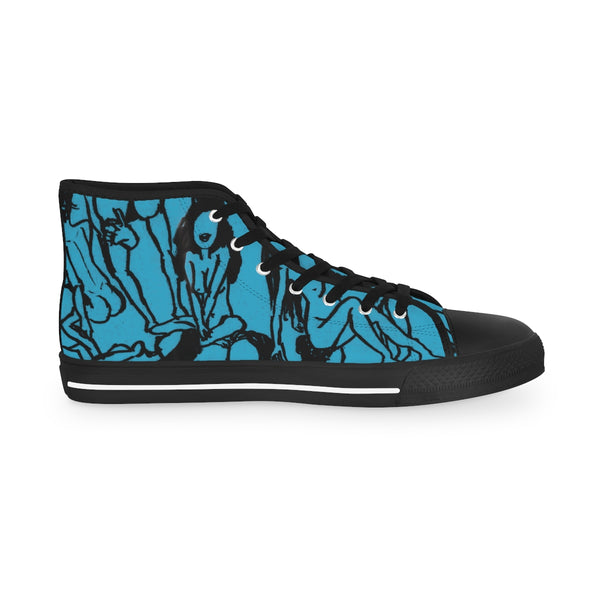 Turquoise Nude Men's High Tops, Modern Minimalist Best Men's High Top Sneakers