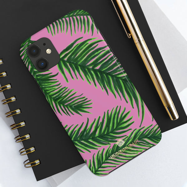 Light Pink Tropical Print Phone Case, Palm Leaf Case Mate Tough Phone Cases-Made in USA - Heidikimurart Limited 