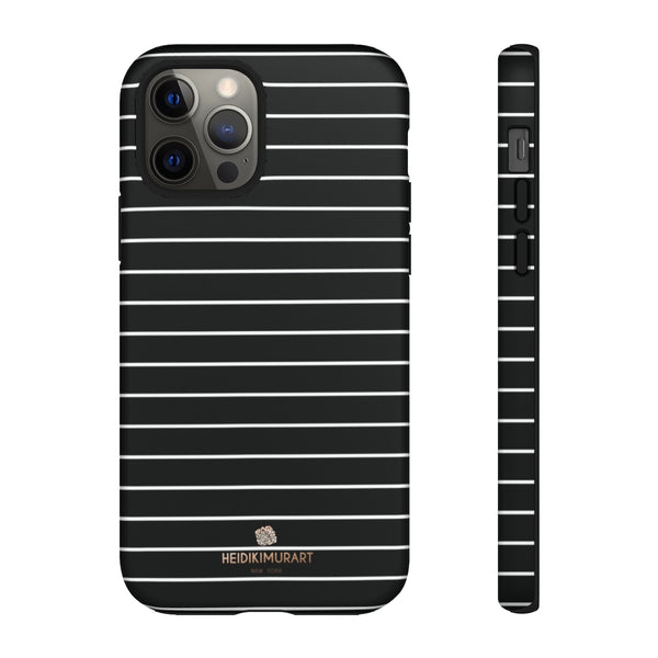 Black White Striped Tough Cases, Designer Phone Case-Made in USA-Phone Case-Printify-iPhone 12 Pro-Matte-Heidi Kimura Art LLC