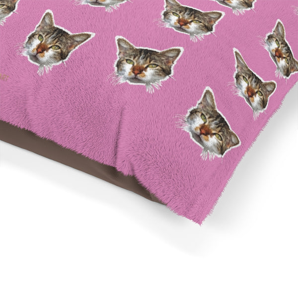 Light Pink Cat Pet Bed, Solid Color Machine-Washable Pet Pillow With Zippers-Printed in USA-Pets-Printify-Heidi Kimura Art LLC