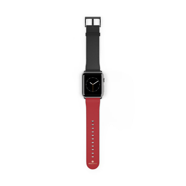 Burgundy Red Black Dual Color 38mm/42mm Watch Band For Apple Watch- Made in USA-Watch Band-42 mm-Black Matte-Heidi Kimura Art LLC