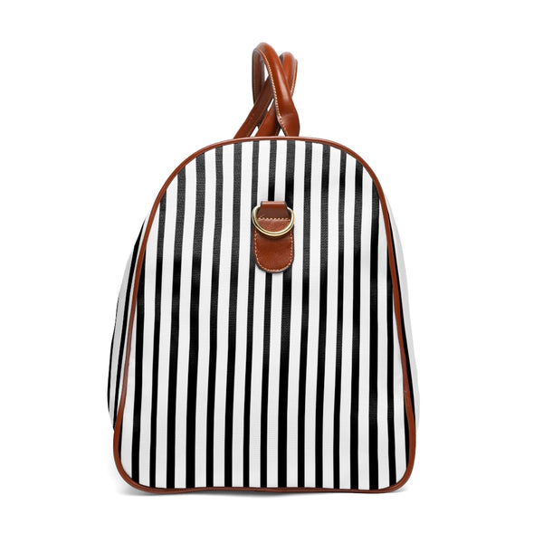 White Stripes Waterproof Travel Bag