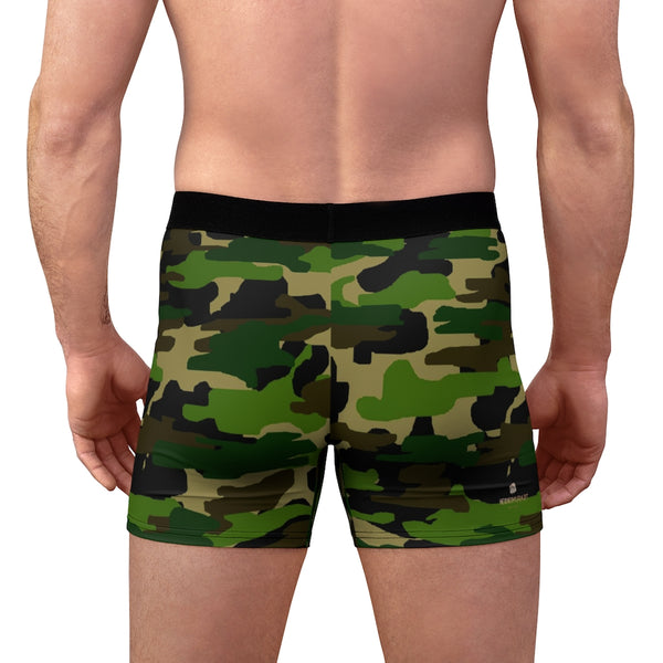 Green Camo Men's Boxer Briefs, Camoflage Military Army Sexy Underwear For Men-All Over Prints-Printify-Heidi Kimura Art LLC