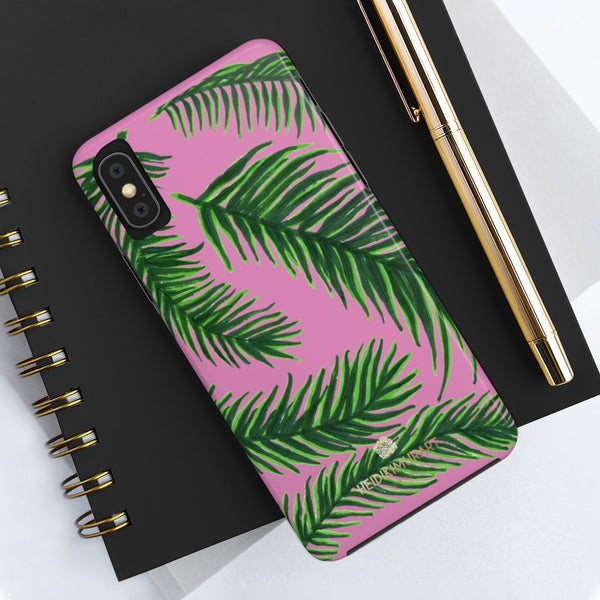 Light Pink Tropical Print Phone Case, Palm Leaf Case Mate Tough Phone Cases-Made in USA - Heidikimurart Limited 