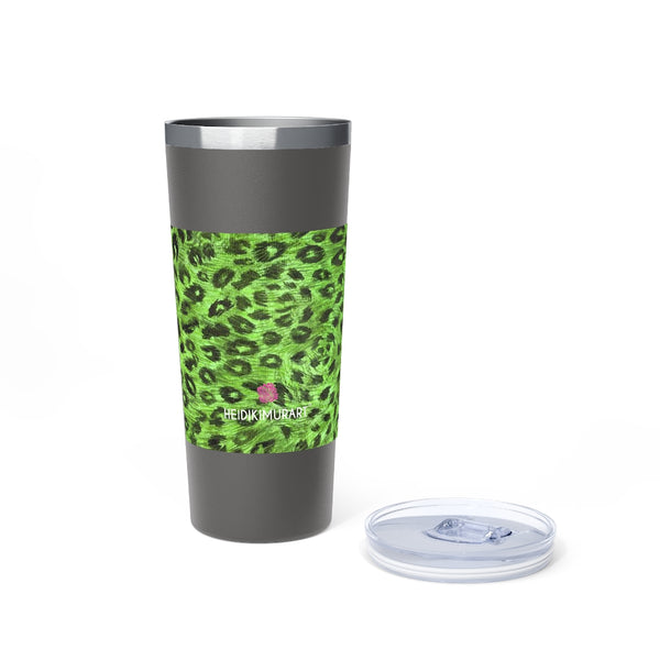 Green Leopard Print Tumbler, Copper Vacuum Insulated Tumbler, 22oz