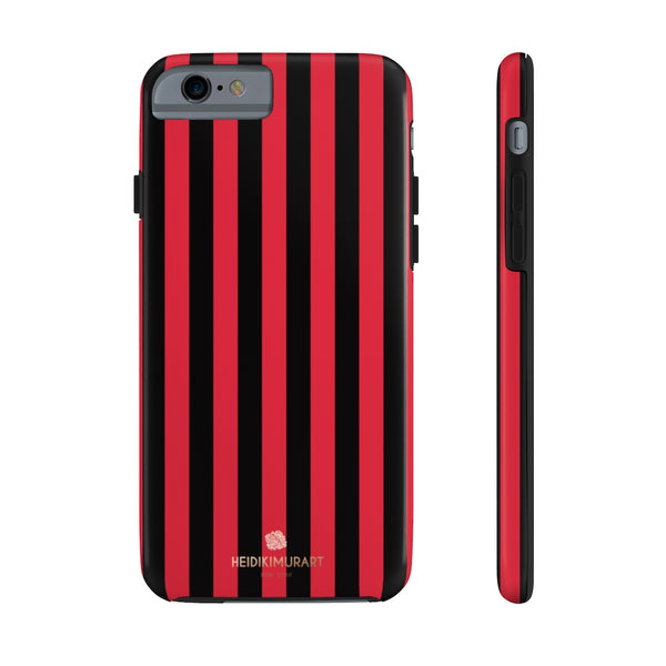 Red Black Stripe iPhone Case, Case Mate Tough Samsung Galaxy Phone Cases-Phone Case-Printify-iPhone 6/6s Tough-Heidi Kimura Art LLC