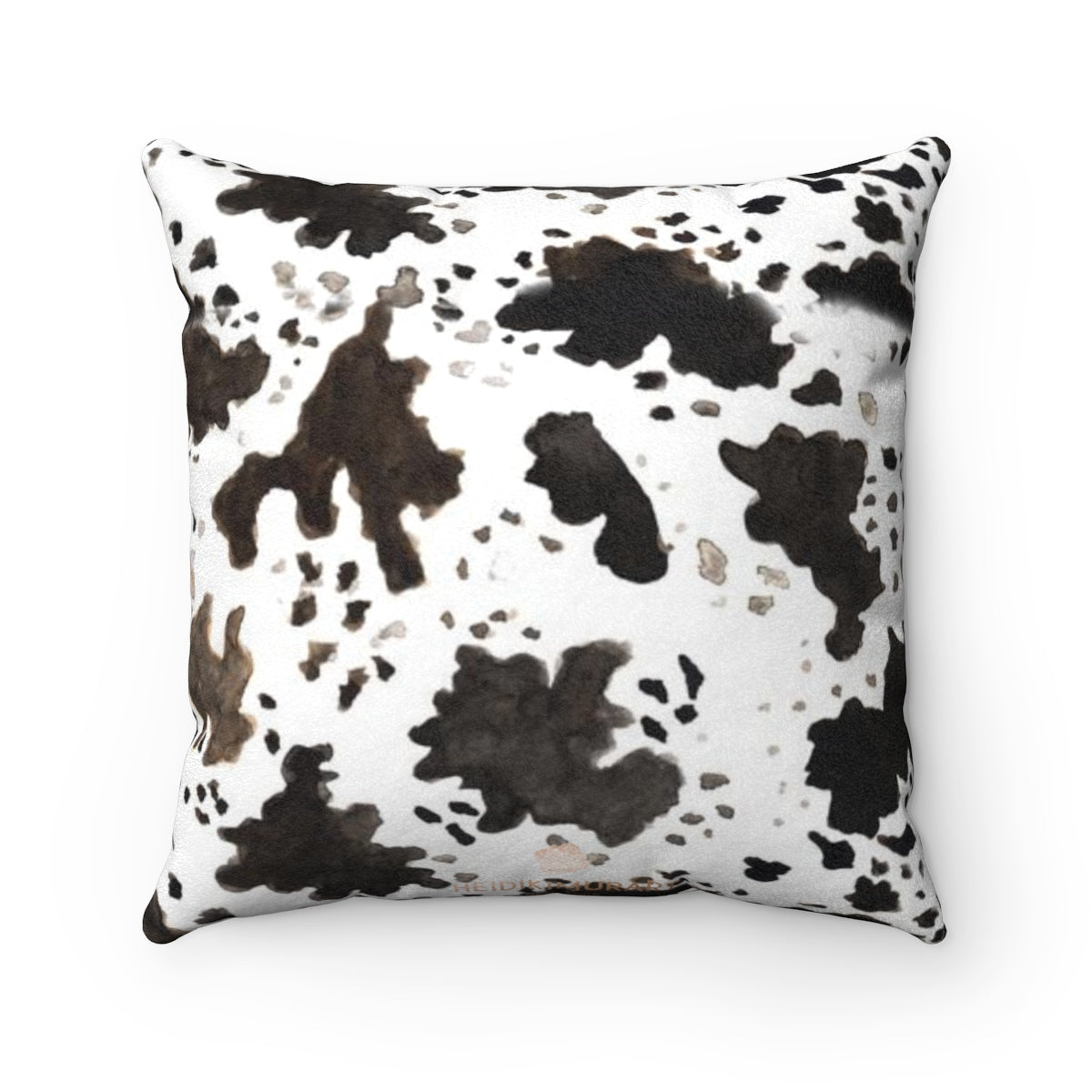 Cow Pattern Double Sided Print 100% Faux Suede Cover Square Pillow Pillow Included-Pillow-14x14-Heidi Kimura Art LLC