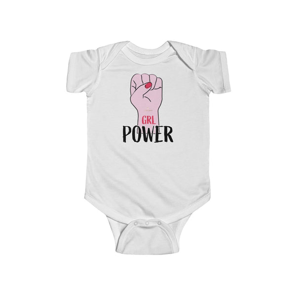 Girl Power Infant Fine Jersey Regular Fit Unisex Cute Bodysuit - Made in UK-Infant Short Sleeve Bodysuit-White-NB-Heidi Kimura Art LLC
