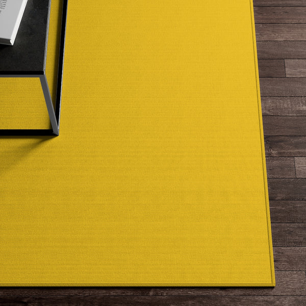 Bright Yellow Color Dornier Rug, Solid Color Yellow Modern Basics Essential Premium Best Designer Durable Woven Skid-Resistant Premium Polyester Indoor Carpet Area Rug - Printed in USA (Size: 20"x32"(1'-8"x2'-8"), 35"×63"(2'-11"x5'-3"), 63"×84"(5'-3"x7'-0"))