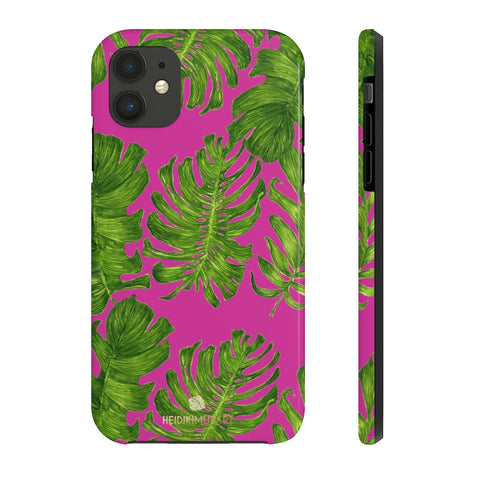 Green Tropical Leaf iPhone Case, Case Mate Tough Samsung Galaxy Phone Cases-Phone Case-Printify-iPhone 11-Heidi Kimura Art LLC