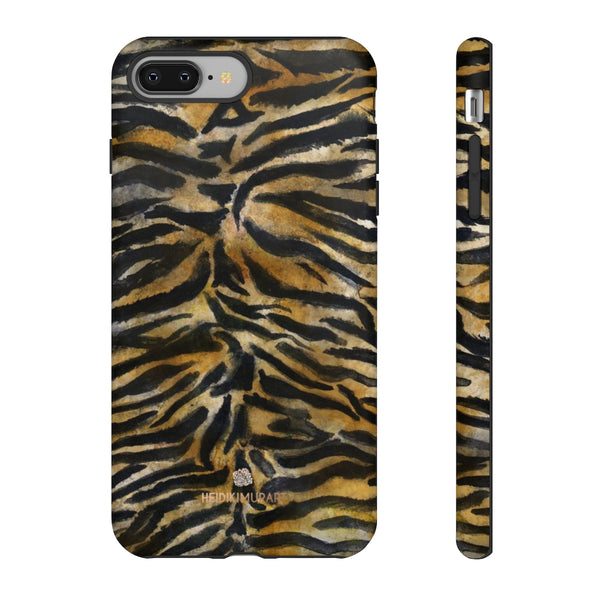 Brown Tiger Striped Tough Cases, Animal Print Best Designer Phone Case-Made in USA-Phone Case-Printify-iPhone 8 Plus-Matte-Heidi Kimura Art LLC
