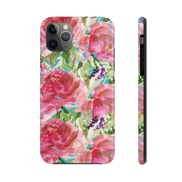 Blue Pink Rose Print Phone Case, Floral Print Case Mate Tough Phone Cases-Made in USA - Heidikimurart Limited 