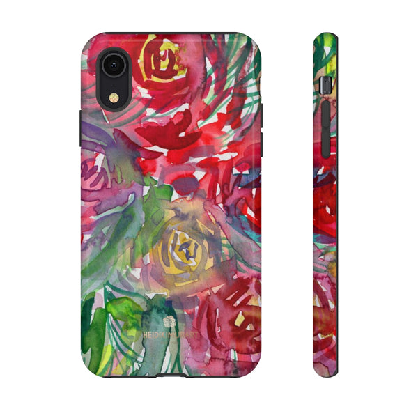 Red Roses Phone Case, Floral Print Tough Designer Phone Case -Made in USA-Phone Case-Printify-iPhone XR-Glossy-Heidi Kimura Art LLC
