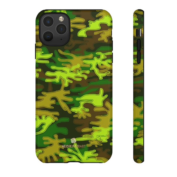 Green Camouflage Phone Case, Army Military Print Tough Designer Phone Case -Made in USA-Phone Case-Printify-iPhone 11 Pro Max-Glossy-Heidi Kimura Art LLC