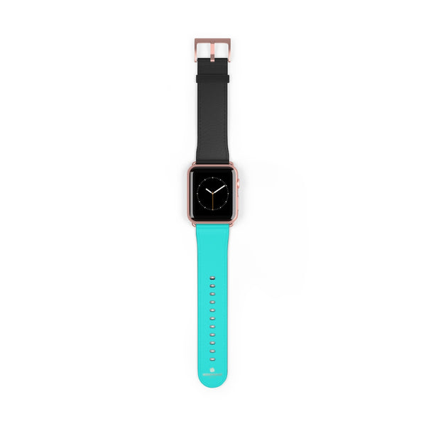 Turquoise Blue Black Dual Color 38mm/42mm Watch Band For Apple Watches- Made in USA-Watch Band-42 mm-Rose Gold Matte-Heidi Kimura Art LLC