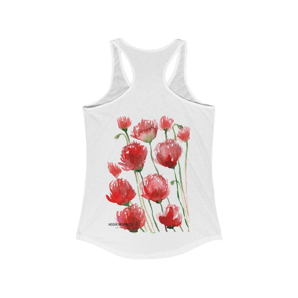 Red Poppy Floral Tank, Women's Ideal Racerback Tank- Made in USA - Heidikimurart Limited 