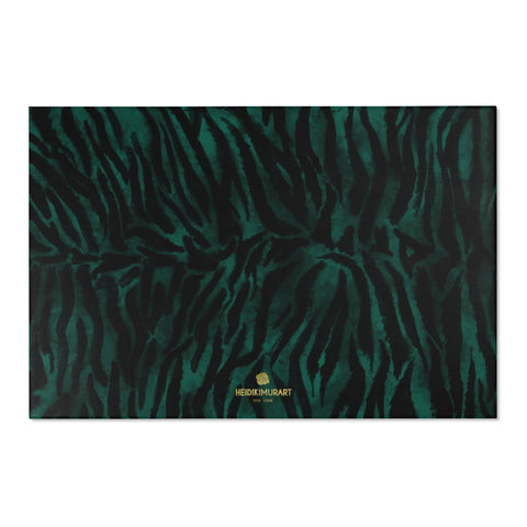 Green Black Tiger Stripe Animal Print Designer 24x36, 36x60, 48x72 inches Area Rugs - Printed in USA-Area Rug-72" x 48"-Heidi Kimura Art LLC