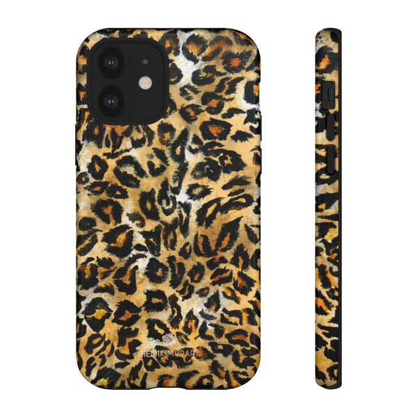 Brown Leopard Tough Cases, Animal Print Best Designer Phone Case-Made in USA-Phone Case-Printify-iPhone 12-Glossy-Heidi Kimura Art LLC