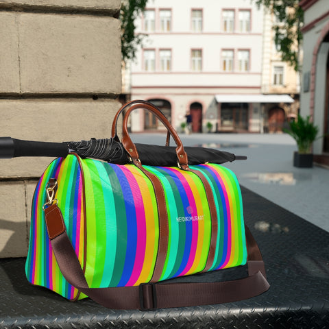 Rainbow Stripes Waterproof Travel Bag