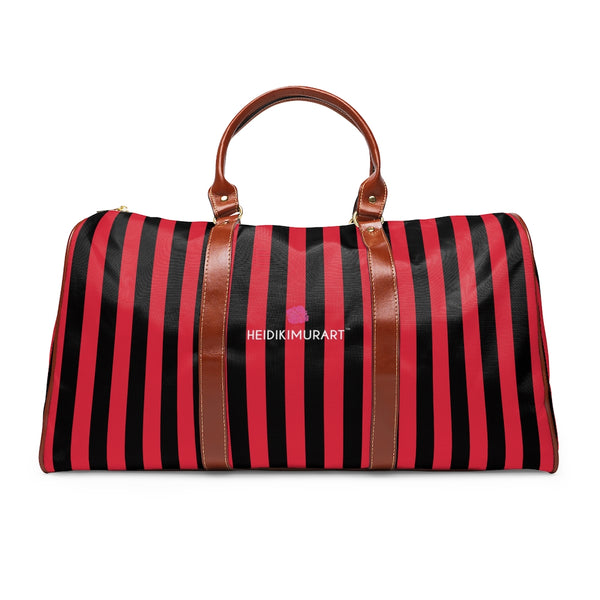 Red Stripe Waterproof Travel Bag