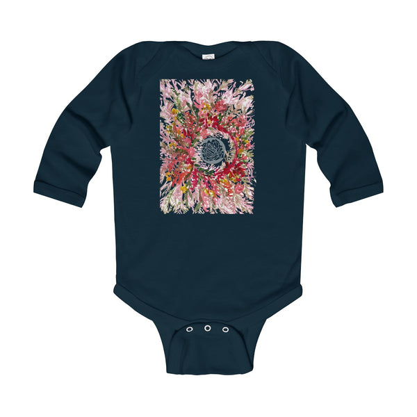 Fall Infant Long Sleeve Bodysuit, Classic Fit Baby's Clothes - Made in UK (UK Size: 6M-24M)-Infant Long Sleeve Bodysuit-Navy-12M-Heidi Kimura Art LLC