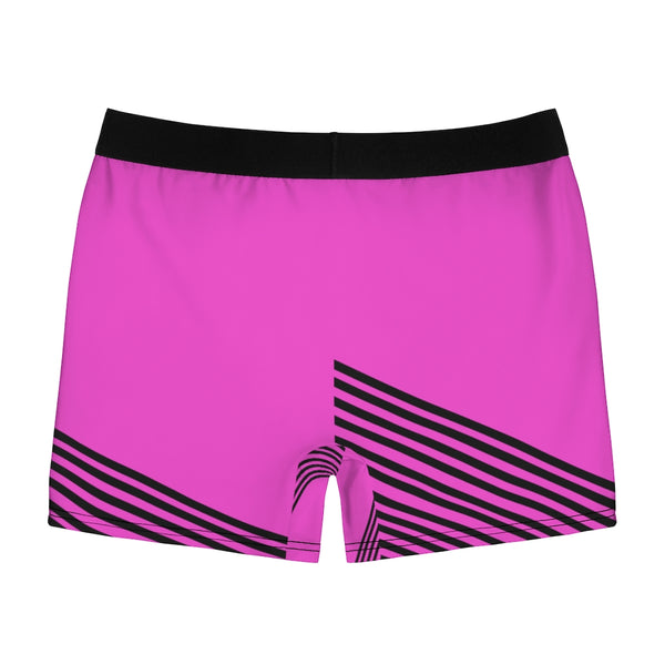 Pink Striped Men's Boxer Briefs, Diagonal Stripe Print Premium Quality Underwear For Men-All Over Prints-Printify-Heidi Kimura Art LLC