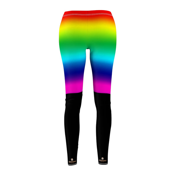 Rainbow Ombre Women's Casual Leggings, Bright Gay Pride Party Vertical Stripes Tights-All Over Prints-Printify-Heidi Kimura Art LLC