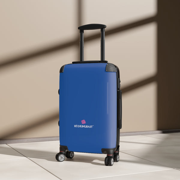 Navy Blue Color Cabin Suitcase, Carry On Polycarbonate Front and Hard-Shell Durable Small 1-Size Carry-on Luggage With 2 Inner Pockets & Built in Lock With 4 Wheel 360° Swivel and Adjustable Telescopic Handle - Made in USA/UK (Size: 13.3" x 22.4" x 9.05", Weight: 7.5 lb) Unique Cute Carry-On Best Personal Travel Bag Custom Luggage - Gift For Him or Her 