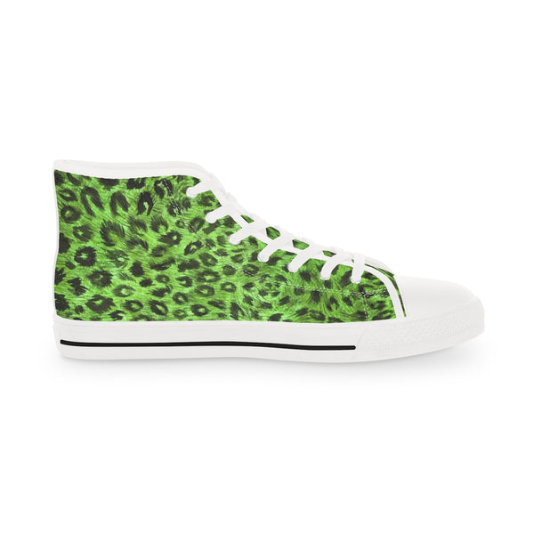 Green Leopard Men's High Tops, Leopard Animal Print Best Men's High Top Sneakers (US Size: 5-14)